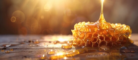 Wall Mural - Honeycomb Dripping with Golden Nectar