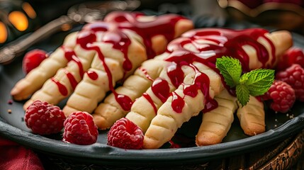 creepy Witch fingers cookies sweet and tasty biscuits with raspberry sauce for Halloween