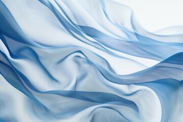 Poster - Abstract background wallpaper, close-up of blue fabric, smooth and flowing in the wind, against a white background. The focus is on capturing the texture and softness of the material. curves folds