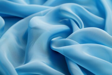 Poster - Abstract background wallpaper, close-up of blue fabric, smooth and flowing in the wind, against a white background. The focus is on capturing the texture and softness of the material. curves folds