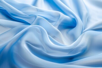 Poster - Abstract background wallpaper, close-up of blue fabric, smooth and flowing in the wind, against a white background. The focus is on capturing the texture and softness of the material. curves folds