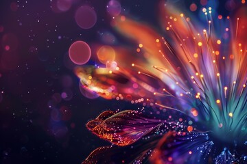 Poster - a close-up view of colorful fireworks exploding against a dark night sky, showcasing intricate patte