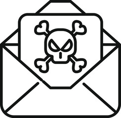 Poster - envelope icon with a skull and crossbones, representing the threat of a virus or malware