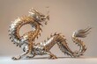 © Elmira - A sleek, metallic Chinese dragon sculpture with a minimalist design. The dragon is crafted from polished metal, giving it a modern, contemporary look