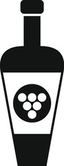 Sticker - Black silhouette of a wine bottle featuring a bunch of grapes logo