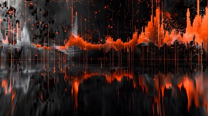 Poster - A gritty, industrial-themed visualization of distortion effects, portraying waveform alterations that create aggressive, edgy sounds in rock, metal, and electronic music