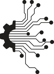 Fototapete - Technology Icon isolated on White Background. Gear and circuit vector icon sign symbol