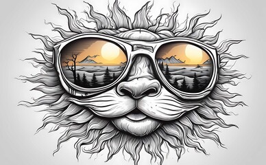 Vector illustration of  head with sunglasses.