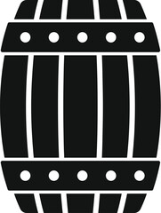 Sticker - Black silhouette of a wooden barrel with metallic rings, used for storing and aging beverages