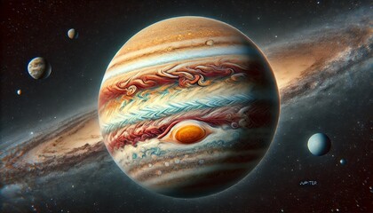 Wall Mural - 3d image of jupiter with its satellites