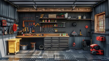 Well-Equipped Workshop with Tools and Storage.