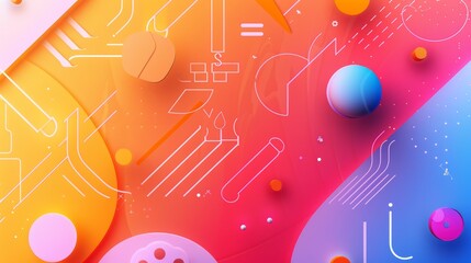 Poster - Abstract Colorful Geometric Pattern - A digital illustration with abstract geometric shapes, vibrant colors, and a dynamic composition.