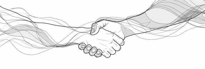Poster - Abstract Handshake Illustration - A minimalist illustration of a handshake, with abstract lines symbolizing connection, agreement, and collaboration.