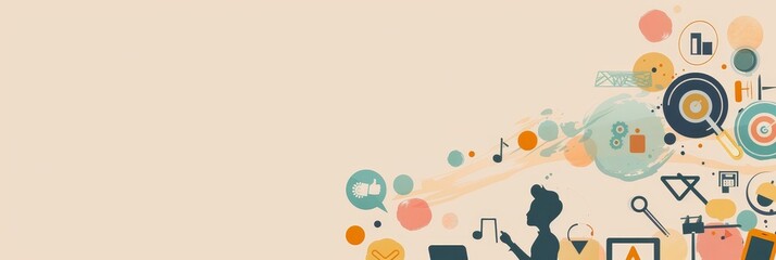 Poster - abstract illustration of technology and social media - a colorful abstract illustration representing