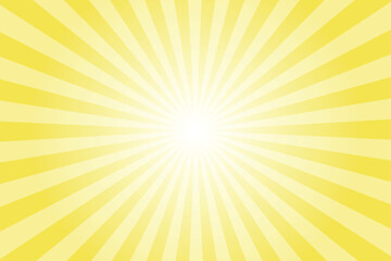 Fototapete - Yellow Background with White Sun Ray. Pattern of Starburst. Abstract Minion Yellow Texture with Light Of Sunburst. Radial Beam of Sunlight. Retro Background with Flash. Design of Sunbeams.