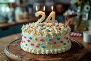 Wall Mural - A Festive 24th Birthday Cake