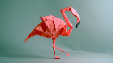 Wall Mural - red origami bird