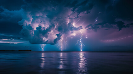 Wall Mural - Electrifying Skies: Lightning's Dance Over the City