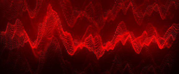 Wall Mural - Futuristic particle wave. Abstract technology background. Big data visualization. Equalizer wave. 3D rendering.