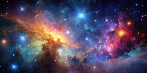 Wall Mural - beautiful image of stars and colorful nebula in the night sky, stars, nebula, galaxy, astronomy, spa