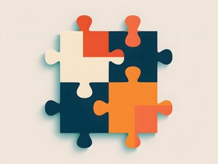 Four colorful puzzle pieces fit together to form a complete square