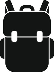 Poster - black silhouette of a backpack with buckles, perfect for projects related to school, students and ed