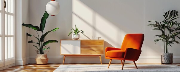 Clear view of a modern IKEA storage cabinet with natural wood accents, isolated white backdrop, Illustration, Vibrant colors