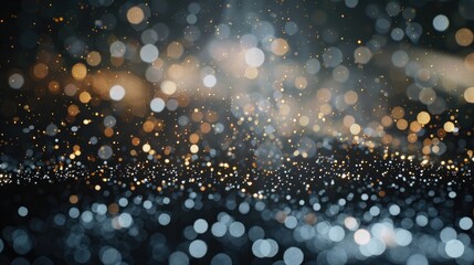 Poster - Blurred abstract background with shining silver glitter bulbs