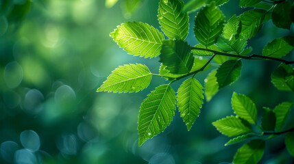 Sticker - Fresh Green Leaves in Sunlight