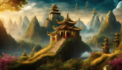 Canvas Print - chinese temple in the night