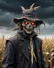 Wall Mural - scarecrow on a field dark horror scary Halloween creepy spooky