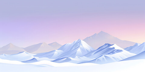 Poster - Snowy mountains at dawn