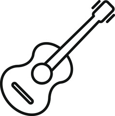 Poster - Black and white line art of an acoustic guitar, ideal for representing music