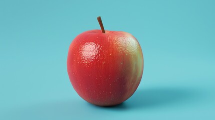 Wall Mural - A red apple with a green tint on a blue background.