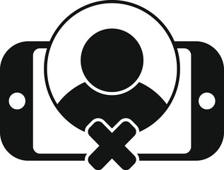 Poster - Black and white icon of a user account being deleted from a smartphone app