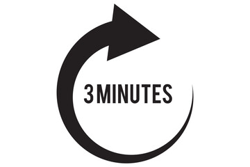 Wall Mural - 3 Minutes timers clock. Time measure. Chronometer vector icon black isolated on white background.