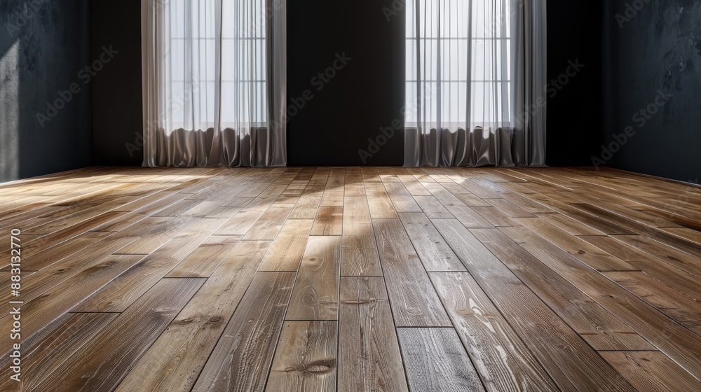 An empty room with ample natural light streaming through windows ...