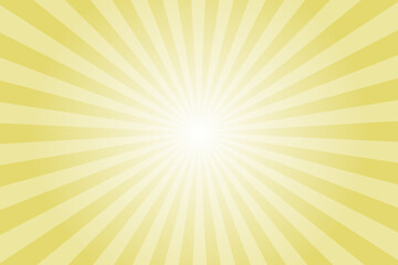 Wall Mural - Straw yellow sun ray vector background. Radial beam sunrise or sunset light retro design illustration. Light sunburst glowing background.