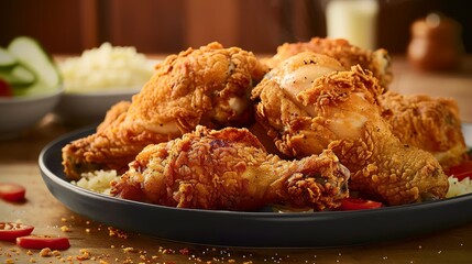 Crispy Fried Chicken Legs in Black Bowl, Chicken, Food, Fried, Dish