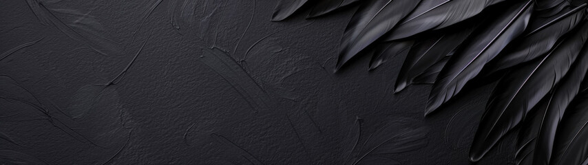 Wall Mural - Abstract Black Feather Background, Closeup Realistic