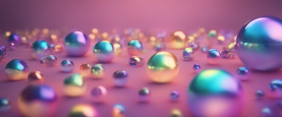 Fototapete - 3D iridescent material shape set