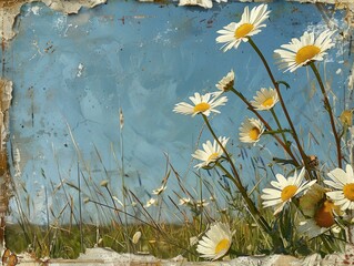 Sunlit Field of Wildflowers, Daisy and Grass