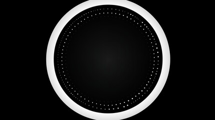 Sticker - Futuristic Glowing Circular Design with Dot Pattern on Black Background