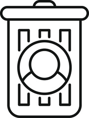 Poster - Line art icon of a trash can containing a profile icon symbolizing deleting an account