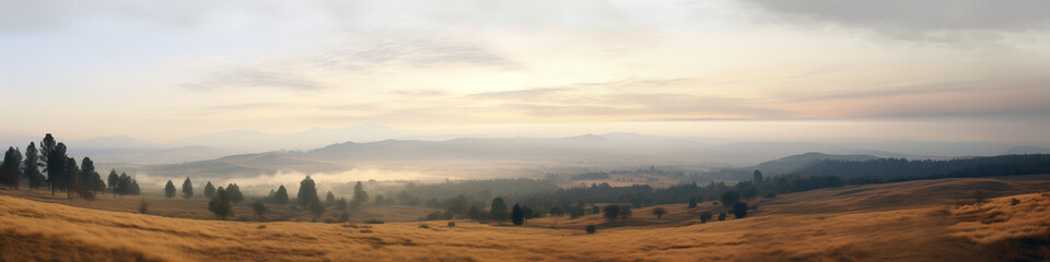 Wall Mural - wide panoramic photo of desert dry mountainous terrain