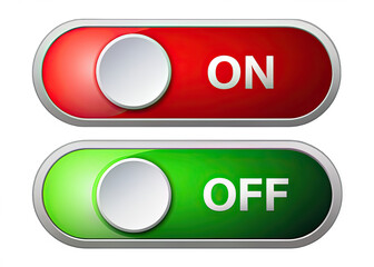 Wall Mural - two modern toggle buttons, one red with on and one green with off, showcasing the classic on and off