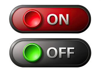 Wall Mural - a graphic depiction of two modern on/off toggle buttons. the top button is red with a white on label