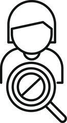 Poster - Simple icon of a person holding a magnifying glass crossed out with a line, perfect for representing online privacy