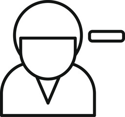 Poster - Line art illustration of a businessman profile with a minus sign, representing the concept of user account removal