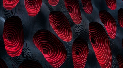 Poster - Abstract Red and Black Pattern with Organic Shapes